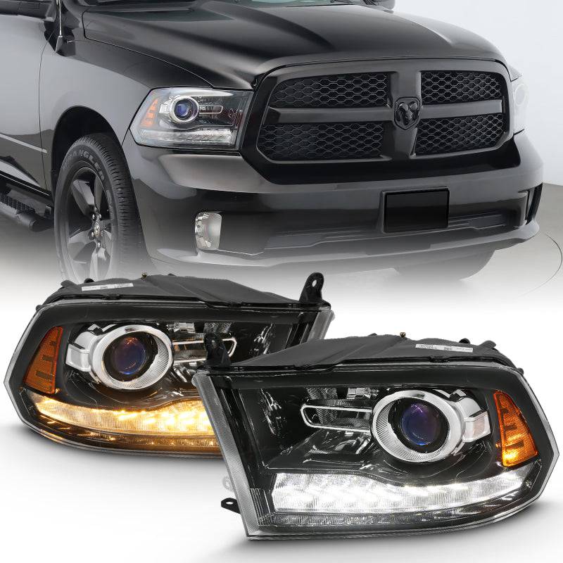 ANZO 2009-2018 Dodge Ram 1500 Projector Plank Style Switchback H.L Halo Black Amber (OE Style) - My Store