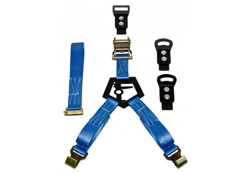 N-Fab Bed Mounted Rapid Tire Strap Universal - Gloss Black - Blue Strap - Mammoth Racing -