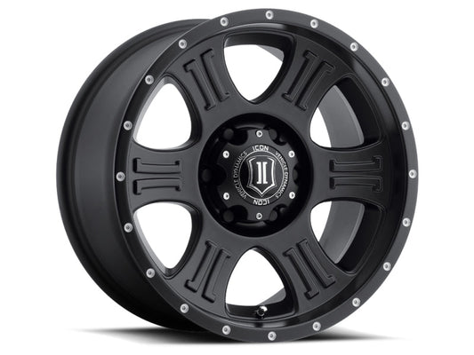 Icon Shield 17x8.5 5x5 0mm Offset 4.75in BS 71.5mm Bore Satin Black Wheel - Mammoth Racing -