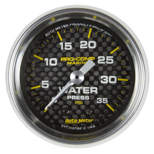 Autometer Marine Carbon Fiber 2-1/16in 35 PSI Mechanical Water Pressure Gauge - My Store