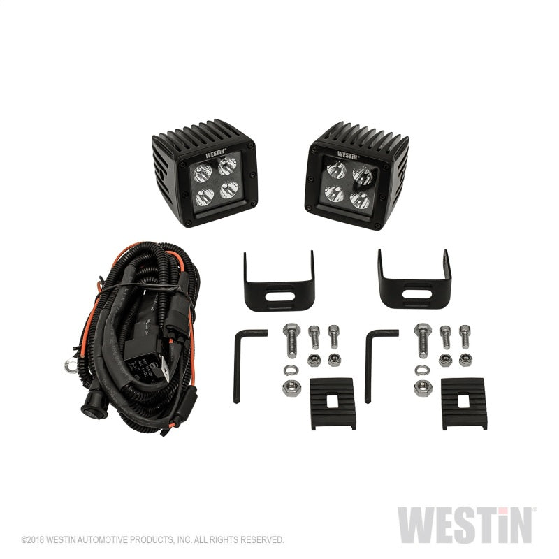 Westin HyperQ LED Auxiliary Lights 3in x 3in cube 20w Flood - Black - Mammoth Racing -