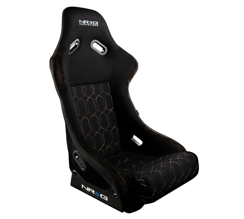 NRG FRP Bucket Seat (Black w/ Multi Color Geometric Pattern) - Large - My Store
