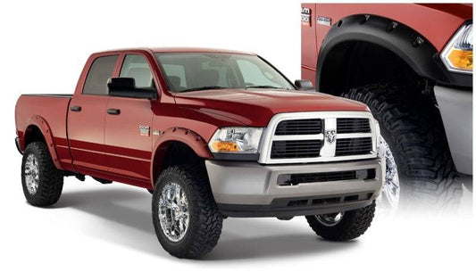 Bushwacker 10-18 Dodge Ram 2500 Fleetside Pocket Style Flares 4pc 76.3/98.3in Bed - Black - Mammoth Racing -