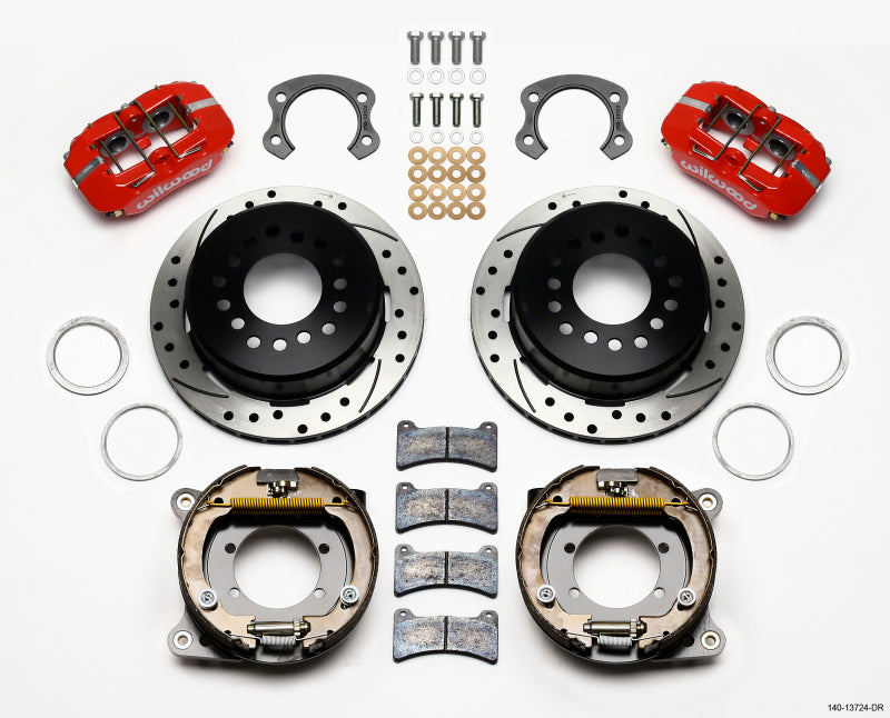 Wilwood Dynapro Low-Profile 11.00in P-Brake Kit Drill-Red Ford 8.8 Special w/2.50in Offset-5 Lug - My Store