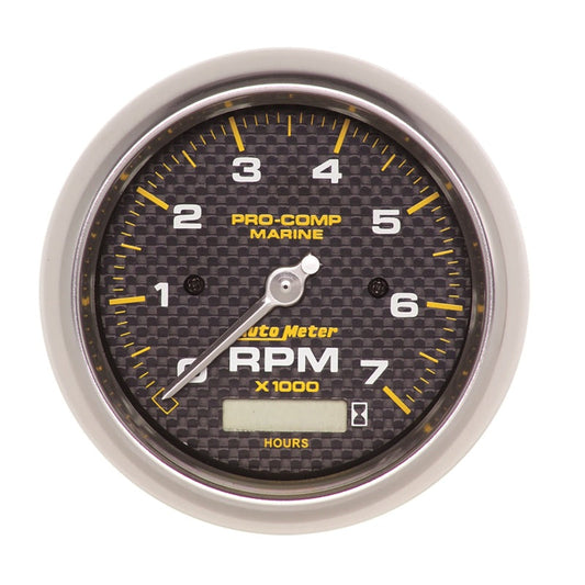 Autometer Marine Carbon Fiber Ultra-Lite 3-3/8in 7K RPM w/Hourmeter Tachometer Gauge - My Store