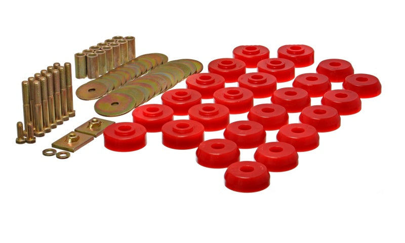 Energy Suspension Chevy 59-64 Belair/Biscayne/Caprice/Impala /59-63 El Camino Red Body Mount Set - Mammoth Racing -