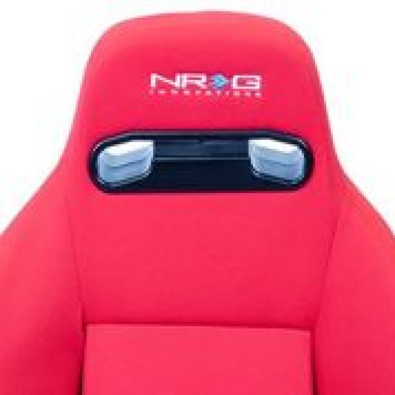 NRG Sport Seats (Pair) Type-R Cloth w/NRG Logo - Red w/Red Stitch - My Store