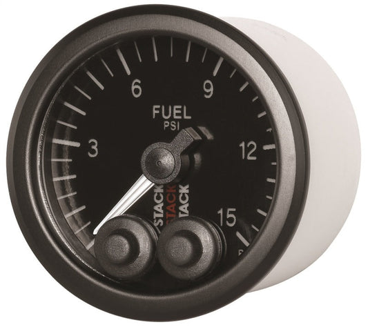 Autometer Stack 52mm 0-15 PSI 1/8in Nptf Male Pro-Control Fuel Pressure Gauge - Black