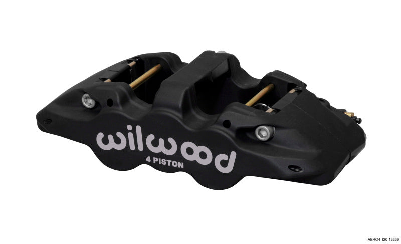 Wilwood Caliper-Aero4 - Black Anodize 1.12/1.12in Pistons 1.25in Disc - Mammoth Racing -