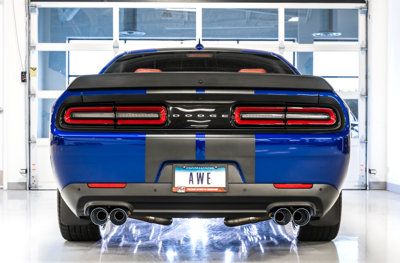 AWE Tuning 2017+ Challenger 5.7L Touring Edition Exhaust - Non-Resonated - Chrome Silver Quad Tips - Mammoth Racing -