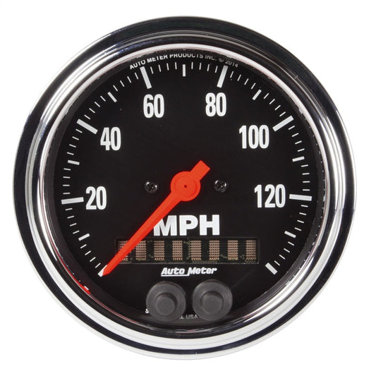 Autometer Traditional Chrome 3-3/8in 140 MPH In-Dash Full Sweep GPS Speedometer - My Store