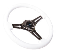 NRG Classic Wood Grain Steering Wheel (350mm) White Paint Grip w/Black 3-Spoke Center - My Store