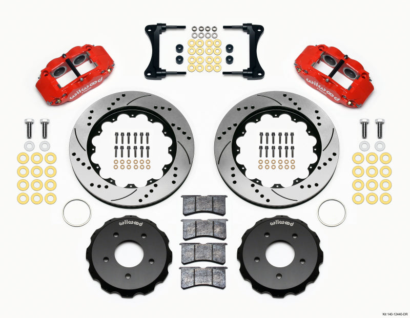 Wilwood Narrow Superlite 4R Front Hat Kit 14.00in Drill Red 2007-Up Jeep Wrangler - Mammoth Racing -