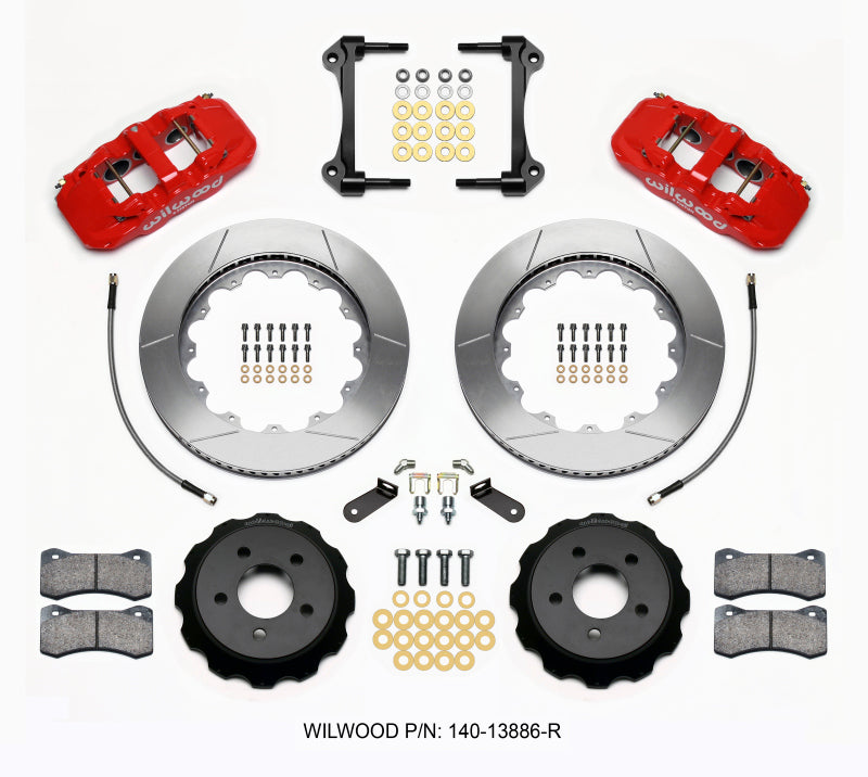 Wilwood Aero6 Front Hat Kit 14.00 Red 2015-Up Mustang w/Lines - My Store