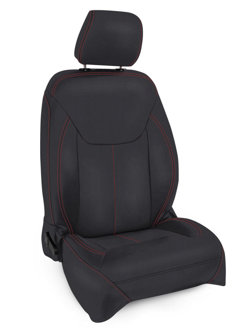 PRP 13-18 Jeep Wrangler JK Front Seat Covers/2 door or 4 door (Pair) - Black with Red Stitching - Mammoth Racing -
