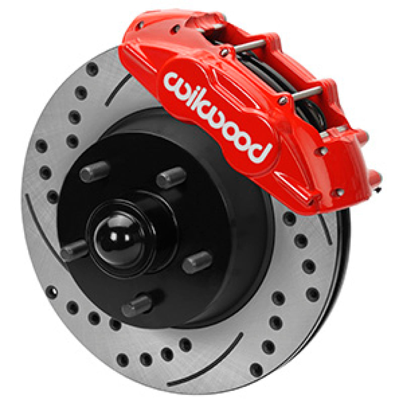 Wilwood 65-67 Ford Mustang D11 11.29 in. Brake Kit w/ Flex Lines - Drilled Rotors (Red) - My Store
