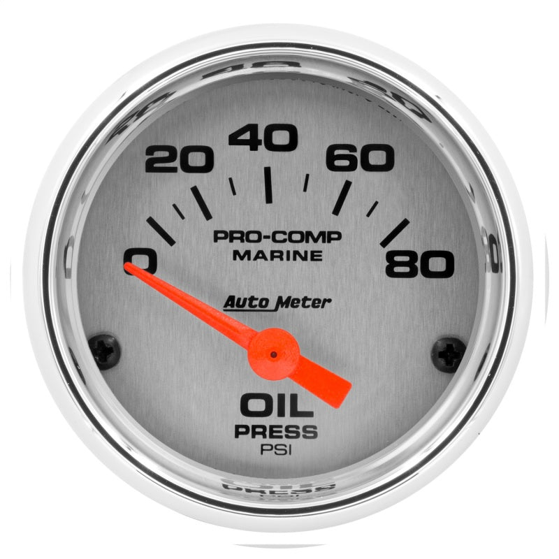 Autometer Marine Chrome Ultra-Lite 2-1/16in 80psi Electric Oil Pressure Gauge - My Store