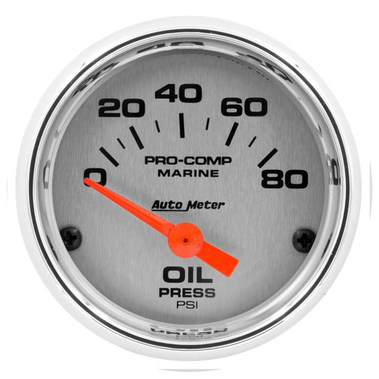 Autometer Marine Chrome Ultra-Lite 2-1/16in 80psi Electric Oil Pressure Gauge - My Store