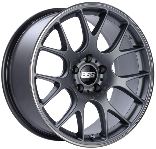 BBS CH-R 19x9.5 5x112 ET35 Satin Titanium Polished Rim Protector Wheel -82mm PFS/Clip Required - Mammoth Racing -