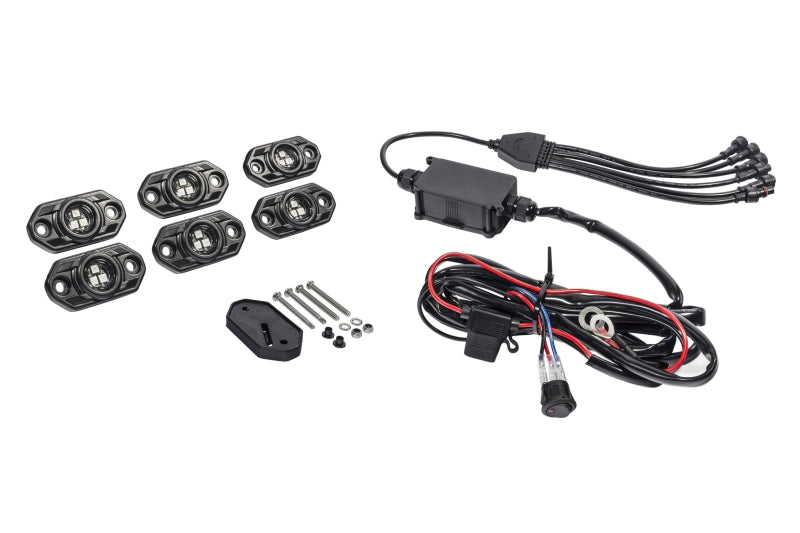 KC HiLiTES C-Series RGB LED Rock Light Kit (Incl. Wiring) - Set of 6 - Mammoth Racing -
