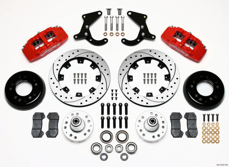 Wilwood Dynapro 6 Front Hub Kit 12.19in Drilled Red 55-57 Chevy - Mammoth Racing -