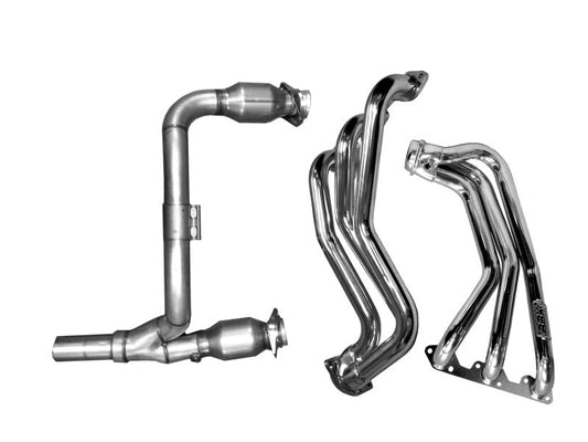 BBK 07-11 Jeep 3.8 V6 Long Tube Exhaust Headers And Y Pipe And Converters - 1-5/8 Chrome - My Store