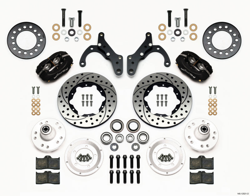 Wilwood Forged Dynalite Front Kit 11.00in Drilled 65-68 Chevy Impala -Drum Spindle - Mammoth Racing -