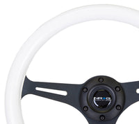 NRG Classic Wood Grain Steering Wheel (350mm) Glow-N-The-Dark Green Grip w/Black 3-Spoke Center - My Store