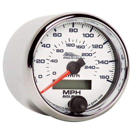 Autometer Pro-Cycle Gauge Speedo 2 5/8in 160 Mph/260Kmh Elec White - My Store