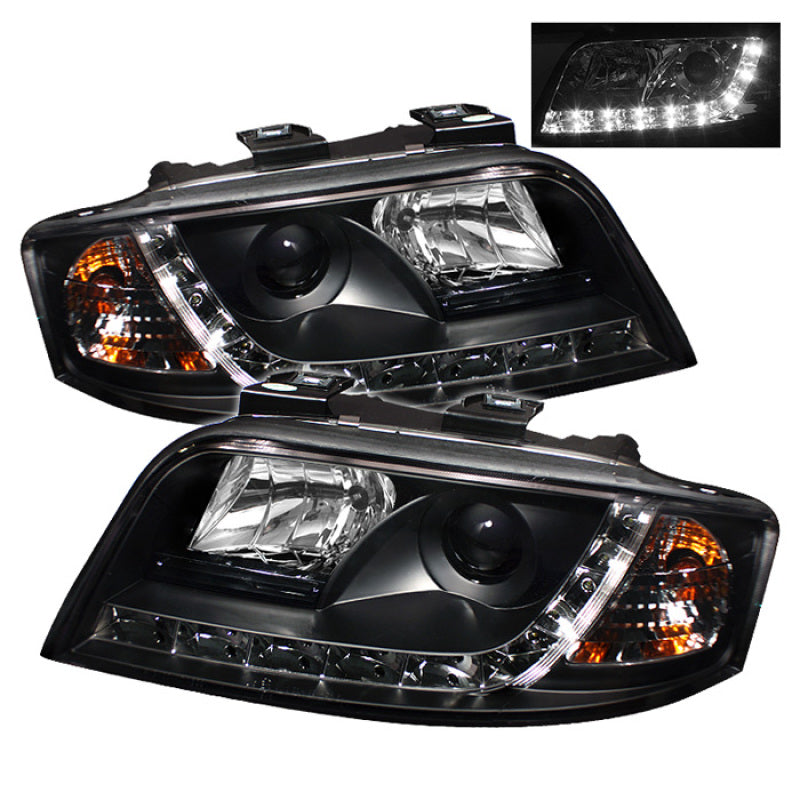 Spyder Audi A6 02-04 Projector Headlights Halogen Model Only - DRL Black PRO-YD-ADA601-DRL-BK - Mammoth Racing -