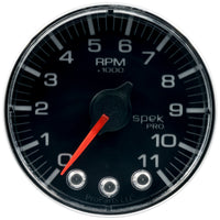 Autometer Spek-Pro Gauge Tach 2 1/16in 11K Rpm W/ Shift Light & Peak Mem Blk/Chrm - My Store