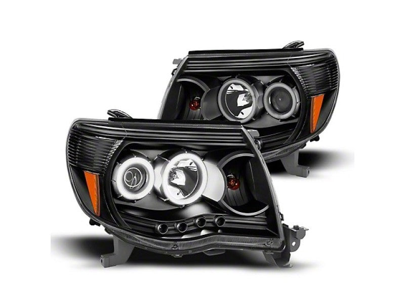 Raxiom 05-09 Tacoma Super White LED Halo Projector Headlights- Black Housing (Clear Lens) - Mammoth Racing -