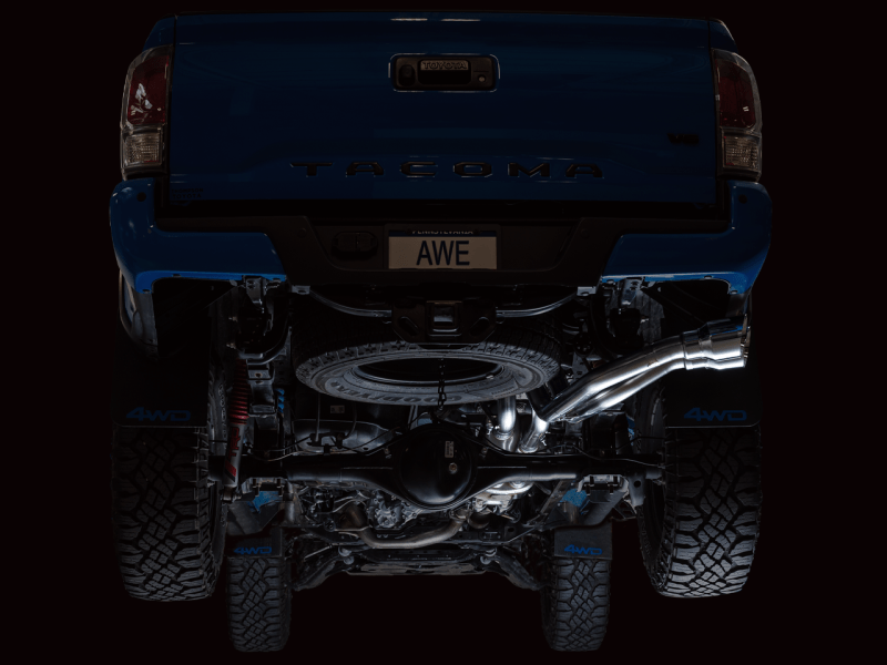 AWE 16-22 Toyota Tacoma 0FG Catback Exhaust w/ BashGuard - Dual Chrome Silver Tips - My Store