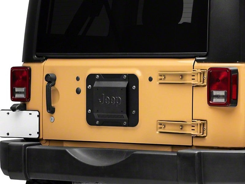 Officially Licensed Jeep 07-18 Wrangler JK Spare Tire Delete w/ License Plate Mount and Jeep Logo - Mammoth Racing -