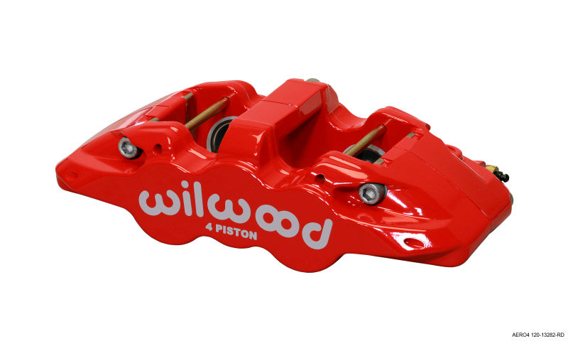 Wilwood Caliper-Aero4-L/H - Red 1.62/1.38in Pistons 1.25in Disc - Mammoth Racing -