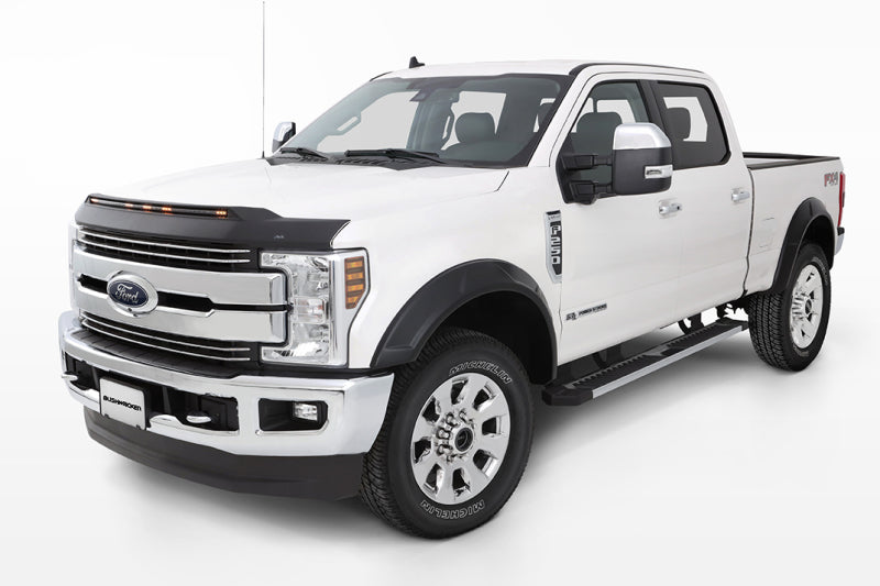 AVS 2017-2019 Ford F250 Super Duty Aeroskin Low Profile Hood Shield w/ Lights - Black - Mammoth Racing -