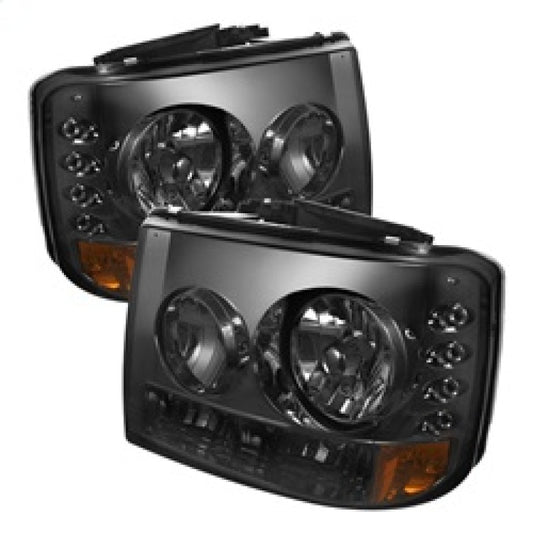 Spyder Chevy Silverado 1500/ 1PC W/ Bumper Lights LED Crystal Headlights Smoke HD-YD-CS99-1PC-AM-SM