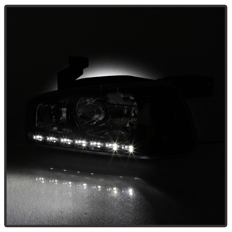 Xtune Dodge Charger 06-10 1Pc LED Crystal Headlights Black HD-ON-DCH05-1PC-LED-BK - Mammoth Racing -