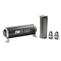 DeatschWerks Stainless Steel 10AN 10 Micron Universal Inline Fuel Filter Housing Kit (160mm) - Mammoth Racing -