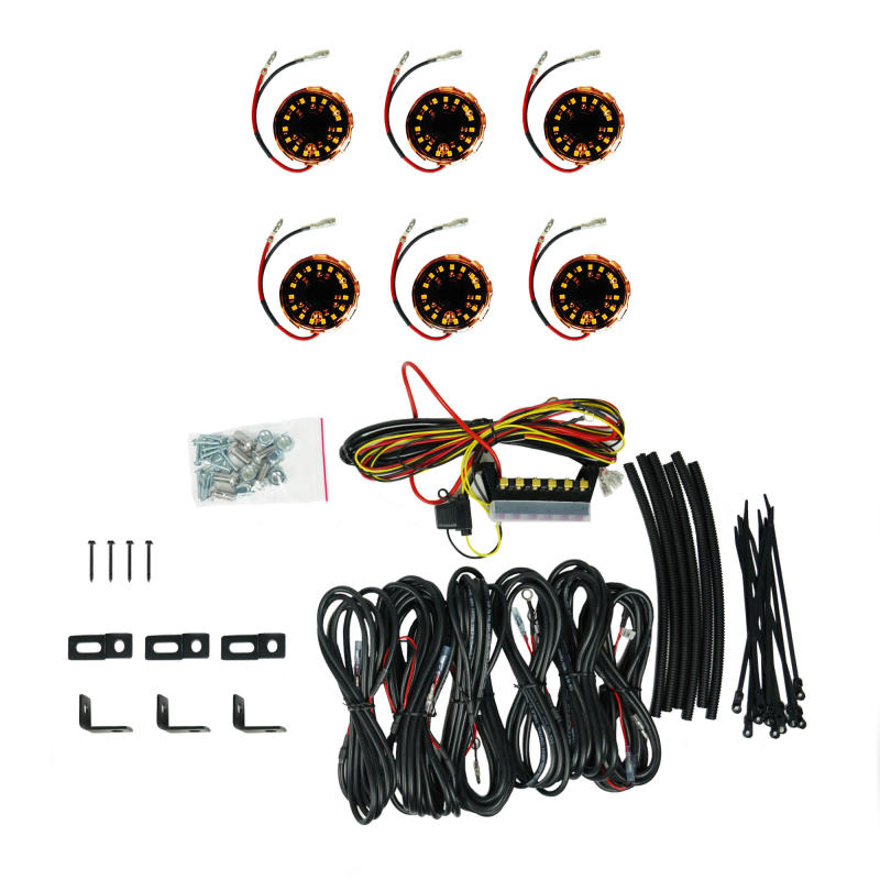 KC HiLiTES Cyclone V2 LED - Rock Light - 6-Light System - Amber - 5W Flood Beam - Mammoth Racing -