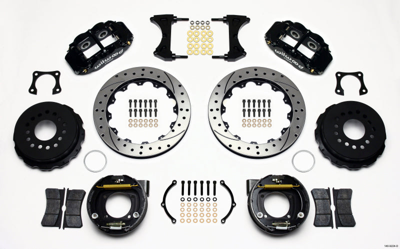 Wilwood Narrow Superlite 4R Rear P-Brk Kit 12.88in Drilled 58-64 Olds/Pontiac Ends 2.81in Offset - My Store