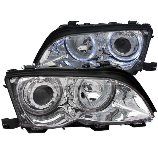 ANZO 2002-2005 BMW 3 Series E46 Projector Headlights w/ Halo Chrome - Mammoth Racing -