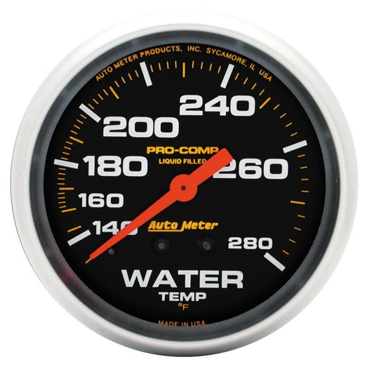 Autometer Liquid Filled Mechanical 2-5/8in 140-280 deg F Water Termperature Gauge Includes 6 - My Store