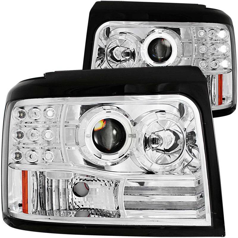 ANZO 1992-1996 Ford F-150 Projector Headlights w/ Halo Chrome w/ Side Markers and Parking Lights - My Store