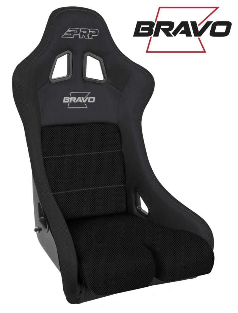 PRP Bravo Composite Seat- Black (prp Silver Outline/Bravo Silver- Black Stitching) - Mammoth Racing -