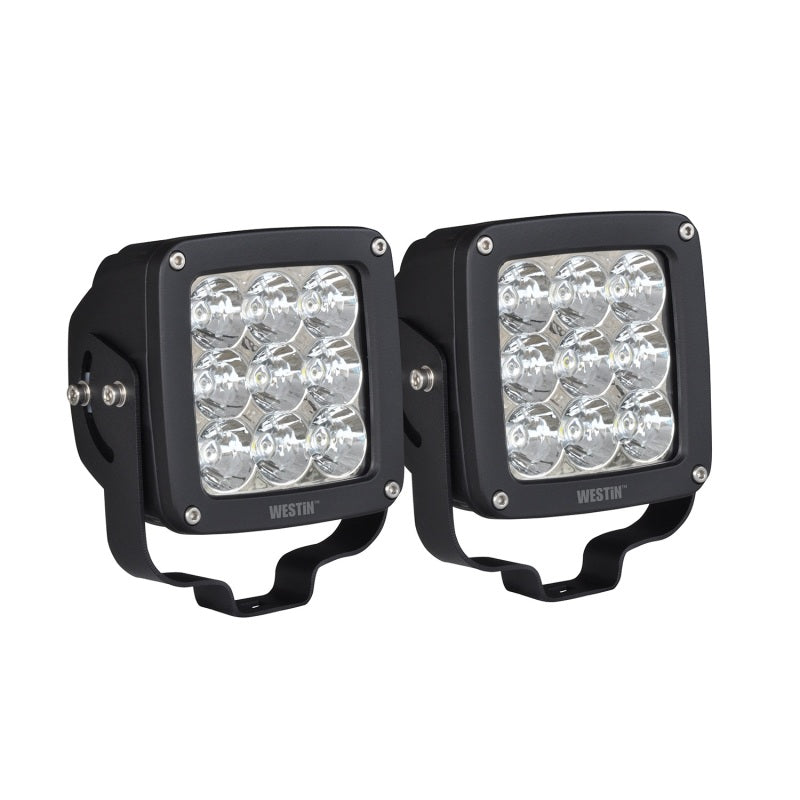 Westin Axis LED Auxiliary Light 4.5 inch x 4.5 inch Square Spot w/3W Osram (Set of 2) - Black - Mammoth Racing -