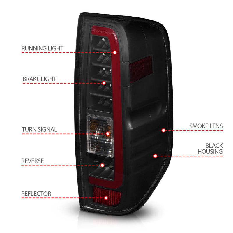 ANZO 2005-2021 Nissan Frontier LED Taillights Black Housing/Smoke Lens - My Store