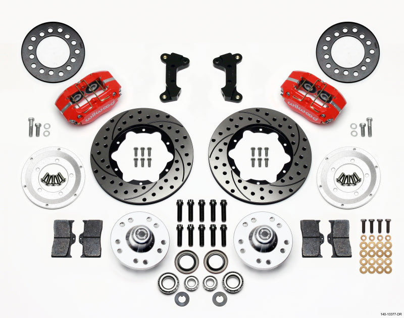 Wilwood Dynapro Dust-Boot Front Kit 11.00in Drilled-Red 74-80 Pinto/Mustang II Disc Spindle only - My Store