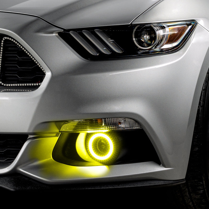 Oracle 15-17 Ford Mustang Dynamic RGB+A Projector Surface Mount Fog Light Halo Kit - ColorSHIFT - Mammoth Racing -