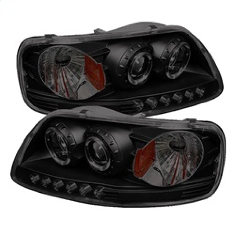 Spyder Ford F150 97-03 Projector - LED Halo Amber Reflctr LED Blk Smke PRO-YD-FF15097-1P-AM-BSM - Mammoth Racing -